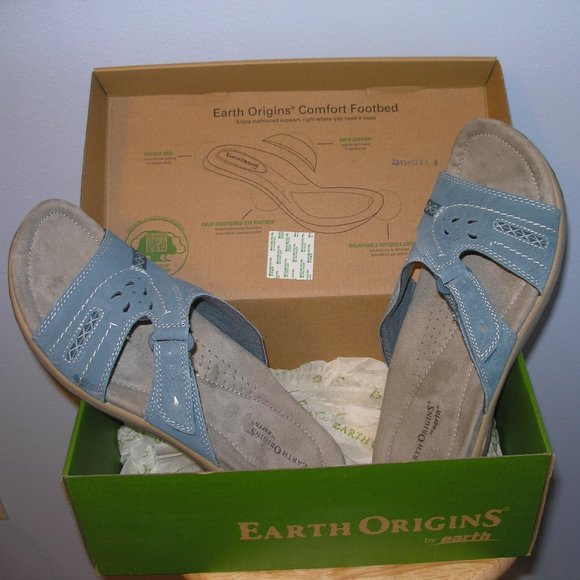 Earth Origins New Women's 12M Blue Sandals Slides Mules Shoes Box - Picture 6 of 8